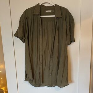 We The Free flowy Olive Button Down Shirt